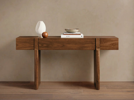 Callan Solid Walnut Entrance Console Table Wood Rustic Entryway Hallway table