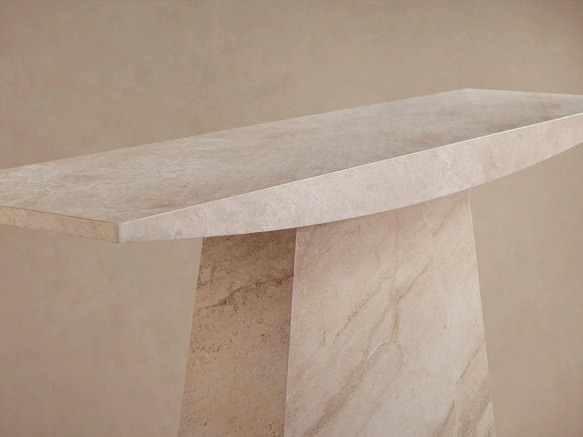 Ilaria Coralle Marble Entryway Console Table in Beige Stone Hallway Entrance Table