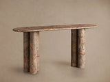 Serafin Natural Stone Entryway Console Table Vintage Hallway Entrance Table With column legs