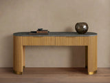 Finnley Stone Top Storage Console Solid Wood Hallway Entryway Table Entrance Cabinet With Drawers