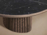 Astor Marble Top Coffee Table Oval Cocktail Table Wood Base Sofa Center Tea Table