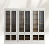 Rowan Modular Reeded Tall Display Cabinet With Glass Doors