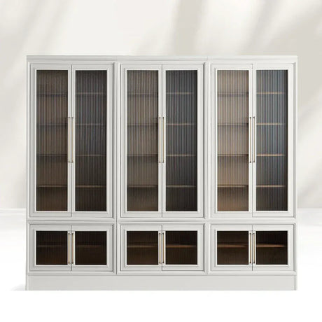 Rowan Modular Reeded Tall Display Cabinet With Glass Doors