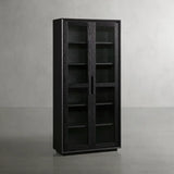 Willow Wood Tall Display Storage Cabinets Clean-Line Design