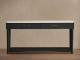 Danny Marble Top Entryway  Console Table Wtih Storage Drawers Oak Wood Hallway Entrance Table