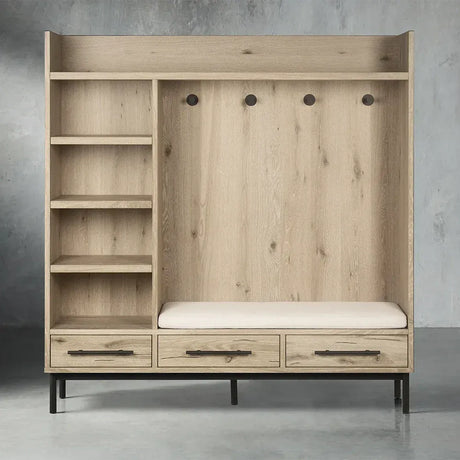 Sullivan Oak Wood Entry Cabinet Modern Rustic Entrance Lockers