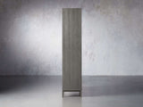 Malone Solid Wood Double Door Tall Cabinet With Leather Detailing