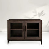 Malone Wood Sideboard Buffet Storage Cabinet With Two-Door Glass