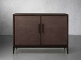 Malone Two-Door Wood Buffet Cabinet Sideboard With Leather Accents