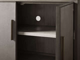 Malone Two-Door Wood Buffet Cabinet Sideboard With Leather Accents