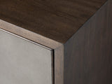 Malone Two-Door Wood Buffet Cabinet Sideboard With Leather Accents