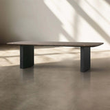 San Germani Espresso Stone Top Coffee Table 72" Center Tea Table with Clement Base