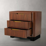 Fitzgerald Closed Nightstand in Santos Wood Three drawers chest Nightside Table