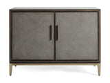 Malone Two-Door Wood Buffet Cabinet Sideboard With Leather Accents