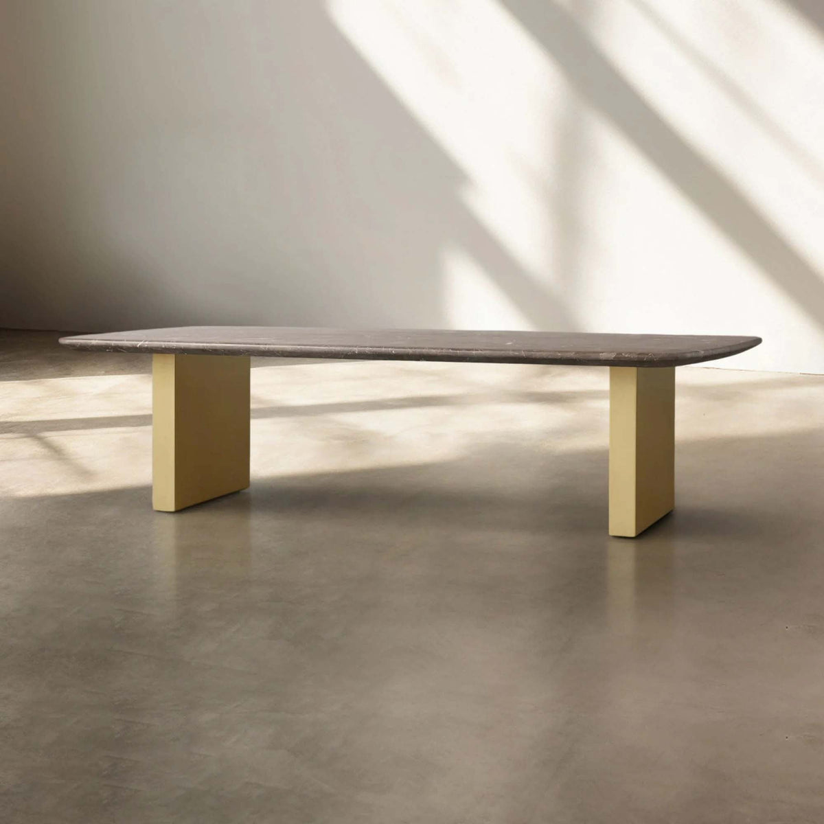 San Germani Espresso Stone Top Coffee Table 72" Center Tea Table with Clement Base