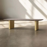 San Germani Espresso Stone Top Coffee Table 72" Center Tea Table with Clement Base