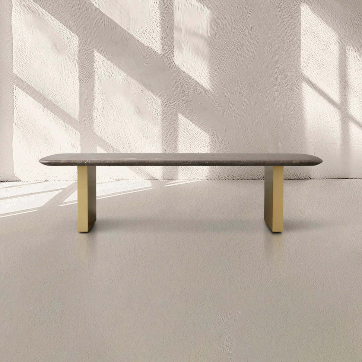 San Germani Espresso Stone Top Coffee Table 72" Center Tea Table with Clement Base