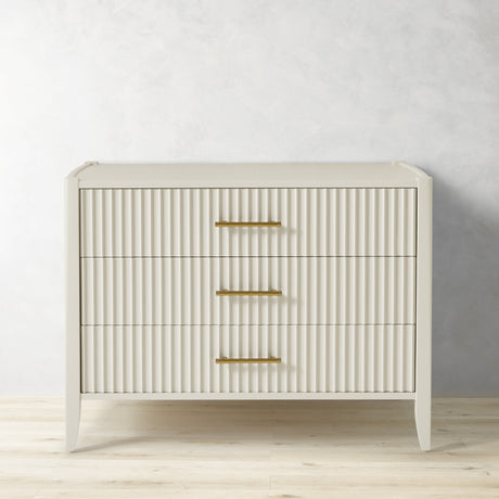 Louis 3-Drawer Fluted Nightstand Wood Bedside Storage Cabinet