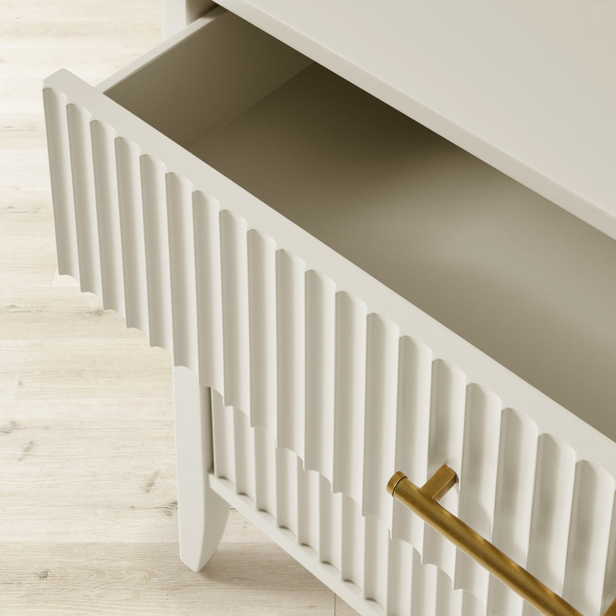 Louis 3-Drawer Fluted Nightstand Wood Bedside Storage Cabinet