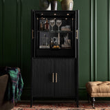 Louis Wood Bar Cabinet Constructivist-Inspired Wine Cabinet With Drawer