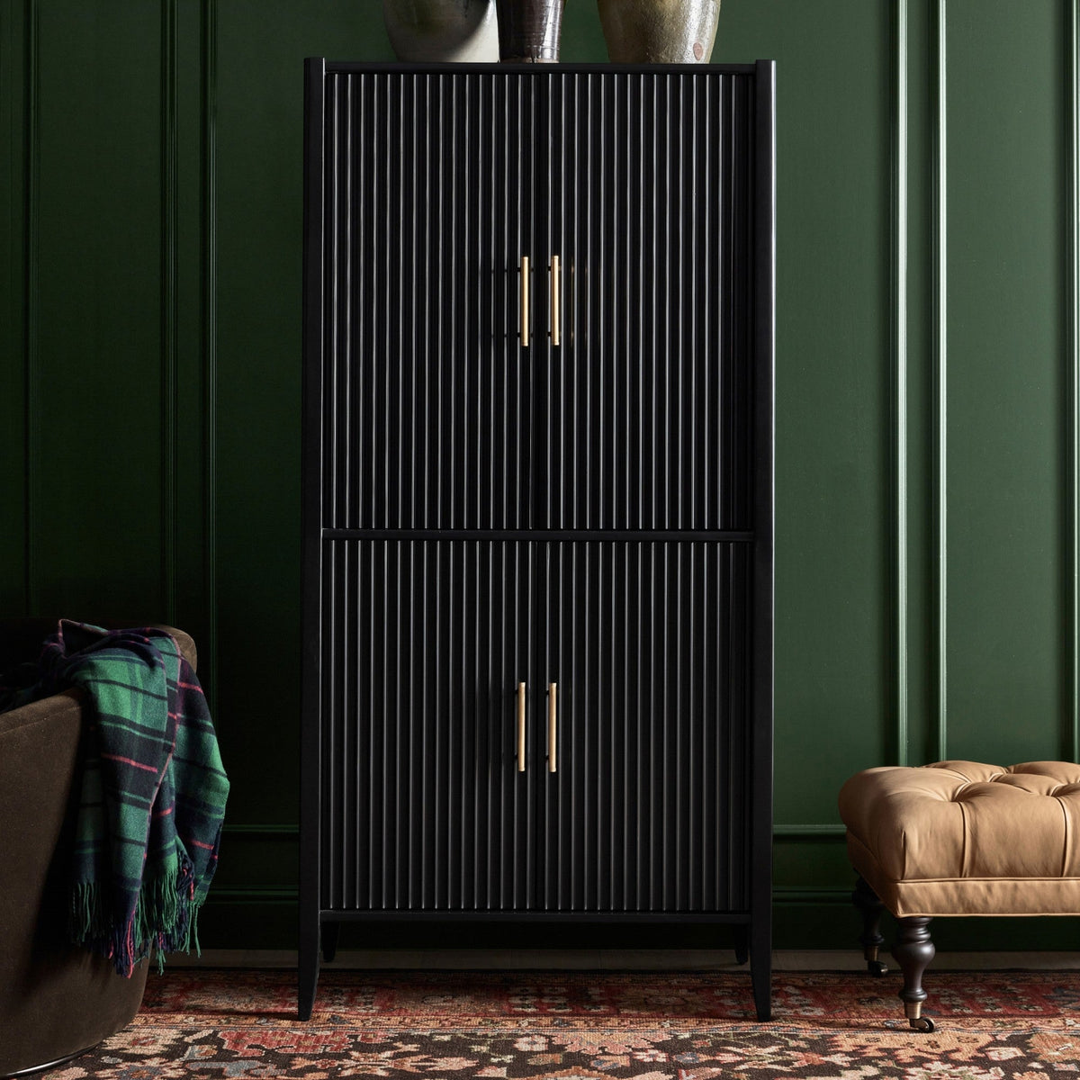 Louis Wood Bar Cabinet Constructivist-Inspired Wine Cabinet With Drawer
