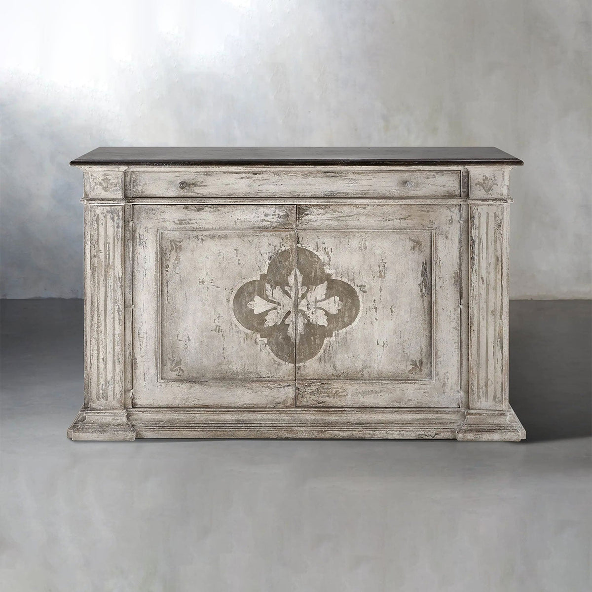 Messina Center Floral Bell'Arte Sideboard Buffet Table Wood Living Room Entryways Cabinet