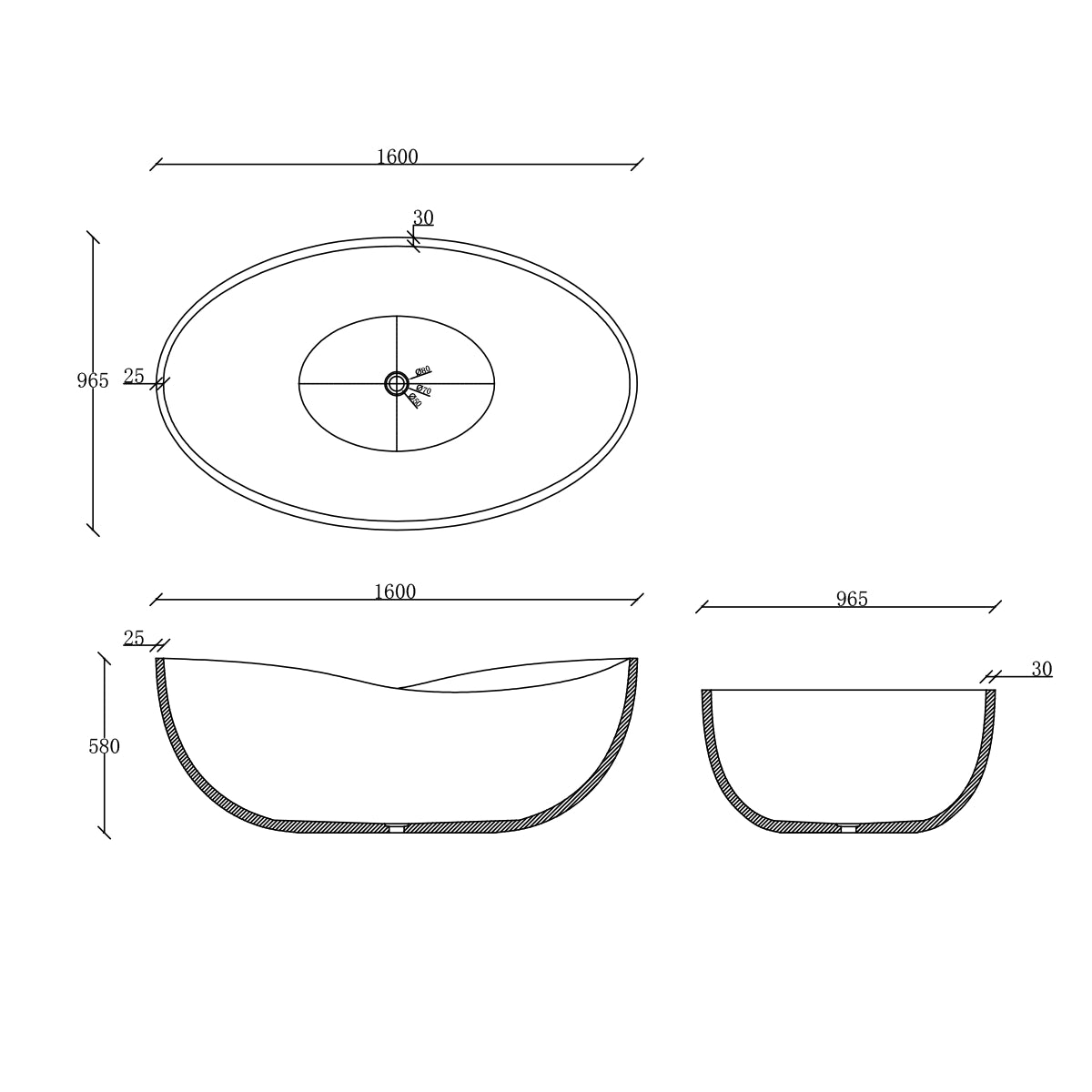 NAGA Genoa Sculpted Irregular Oval Concrete Freestanding Bathtub French Grey