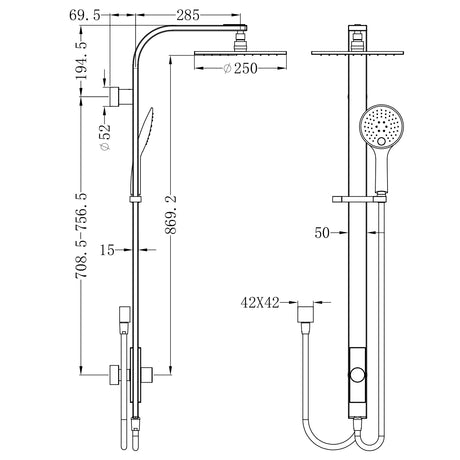 Astra Rain Round Twin Showerdouble Hose Chrome