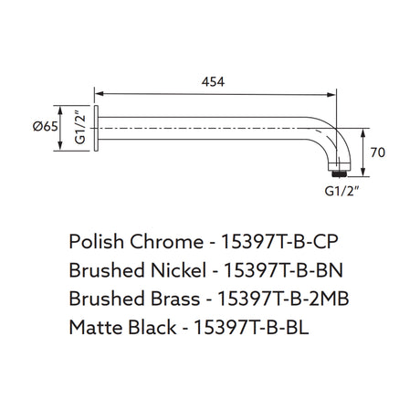 Wall Mount Shower Arm - Brushed Nickel