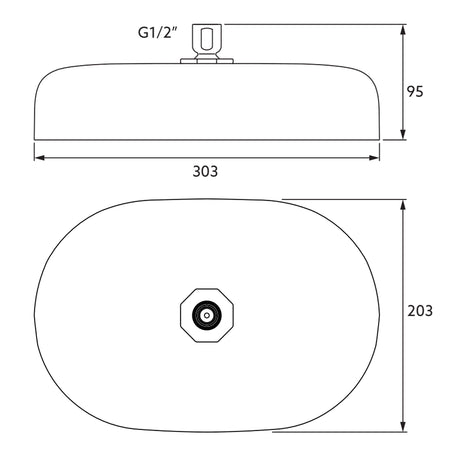 STATEMENT 1F 12" OBLONG RAINHEAD - Chrome