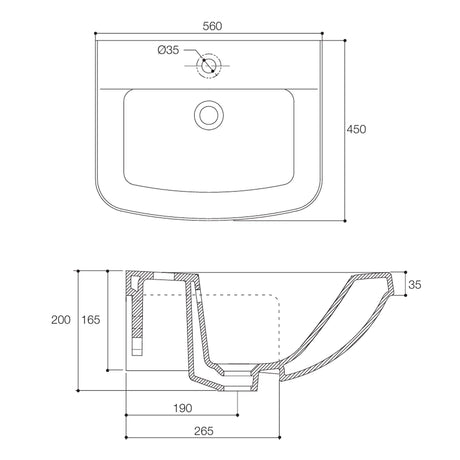 Kohler Panache Semi-Recessed 560 X 450,1 Tap Hl