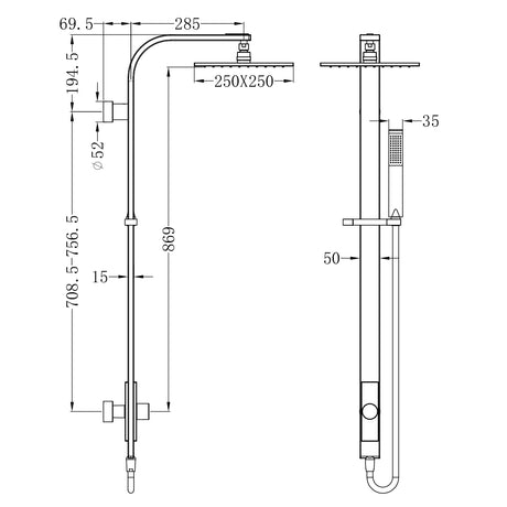 Astra Rain Square Twin Shower Single Hose Chrome