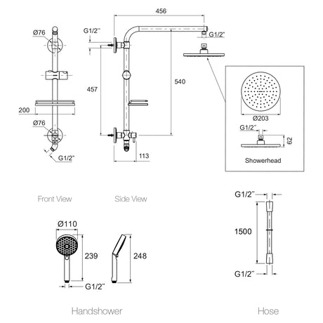 Hydrorail® Rain Shower Square Column - Premium