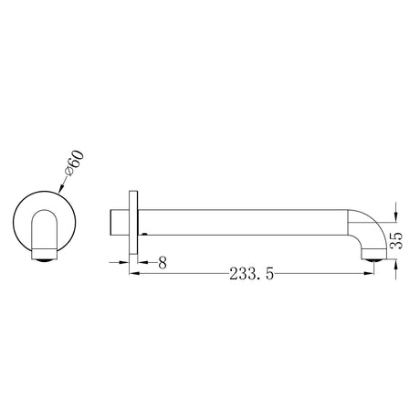 MECCA BASIN/BATH SPOUT ONLY 230MM BRUSHED GOLD