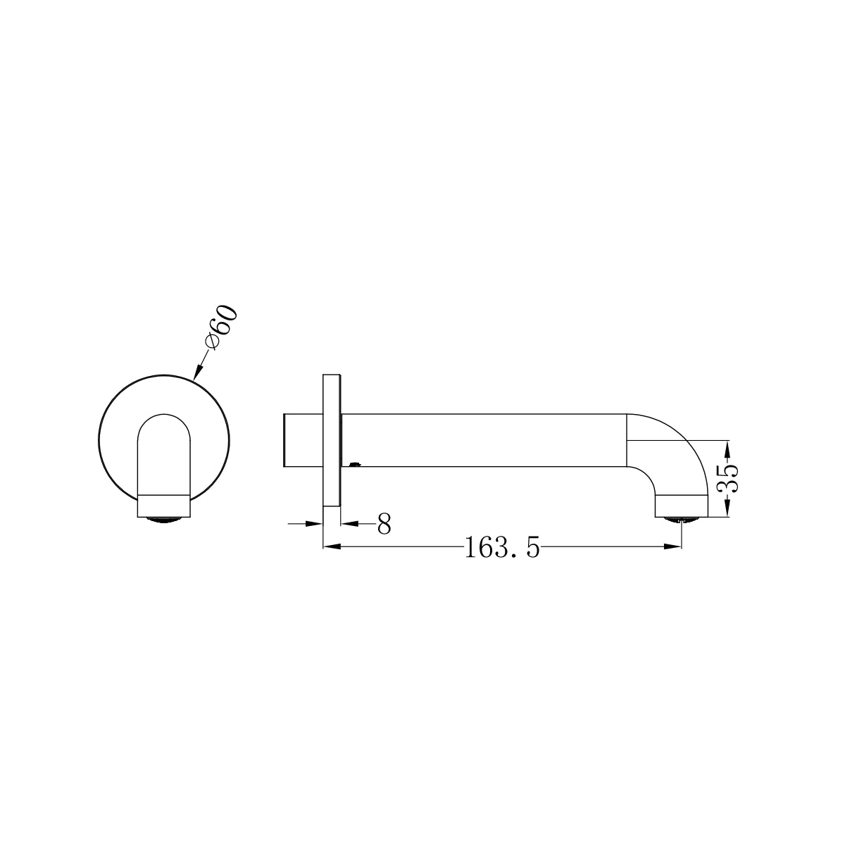 MECCA BASIN/BATH SPOUT INLET 1/2 BSP ONLY 160MM BRUSHED BRONZE