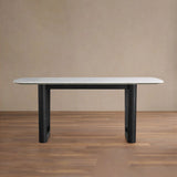 Saint Germain Marble Top Dining Table With Wood Rennes & metal Base